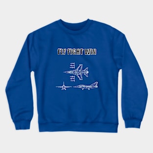 Fasbytes Pilot Fighter Jet 'Fly, Flight, Win' White Crewneck Sweatshirt